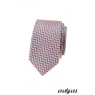 Slim kravata s púdrovo ružovým vzorom