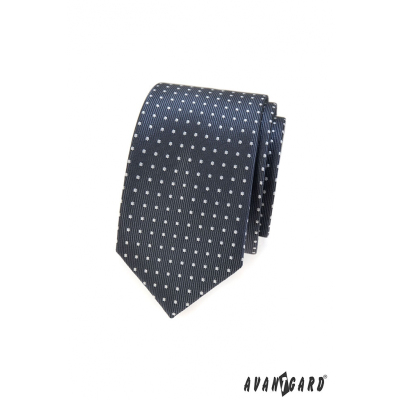 Tmavo šedá kravata SLIM so svetlou bodkou