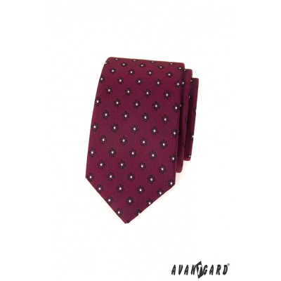 Slim kravata so vzorom vo farbe bordó