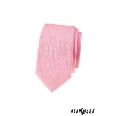 Ružová štruktúrovaná slim kravata