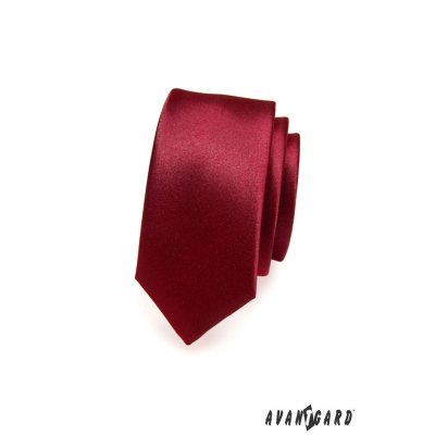 Hladká úzka bordová kravata SLIM