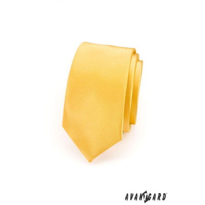 Pánska kravata SLIM LUX - Hladká žltá