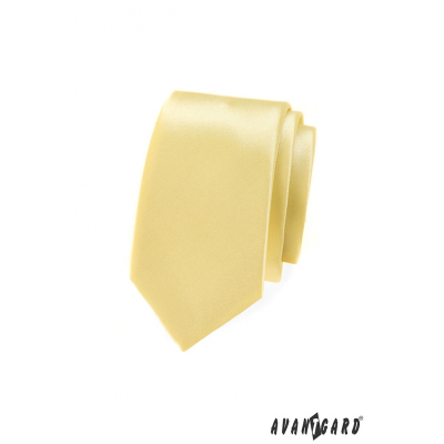 Jednofarebná svetlo žltá kravata SLIM