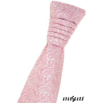 Francouszká kravata púdrový ružový Paisley vzor