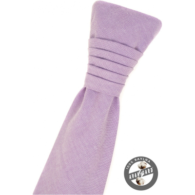 Bavlnená francúzska kravata pre ženícha jemně lila