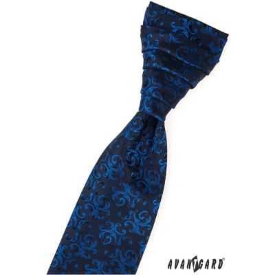 Modrá vzorovaná francúzska kravata
