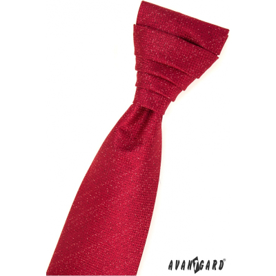 Červená francúzska kravata v sade s vreckovkou