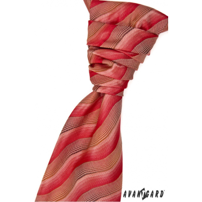 Francúzska kravata s vreckovkou červeno hnedá