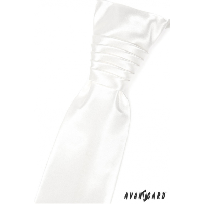 Biela hladká francúzska kravata lesklá