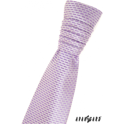 Francúzska kravata s fialovými prúžkami a vreckovkou
