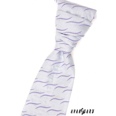 Francúzska kravata s vreckovkou lila vlnky