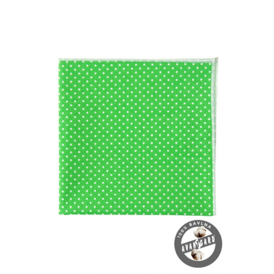Pánska vreckovka zelená s bielymi bodkami