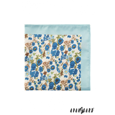 Pánska polyesterová vreckovka s modrými kvetmi