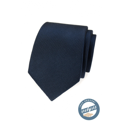 Modrá štruktúrovaná hodvábna kravata v darčekovej krabičke