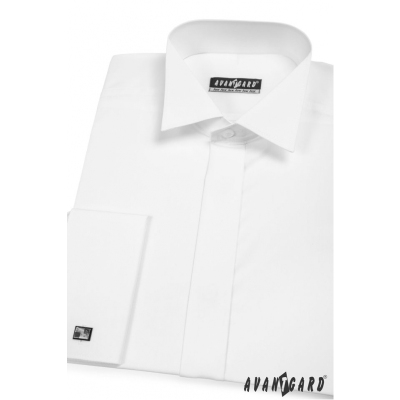 Pánska fraková košeľa na manžetové gombíky biela