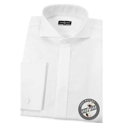 Pánska smokingová košeľa SLIM z bavlny - Biela