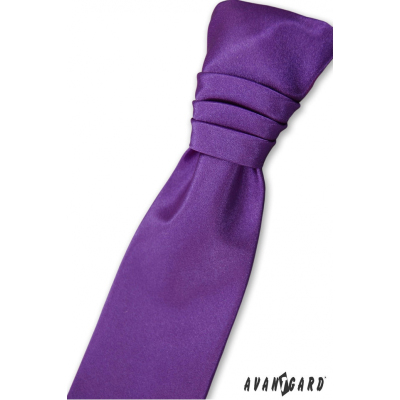 Fialová francúzska kravata chlapčenská + vreckovka