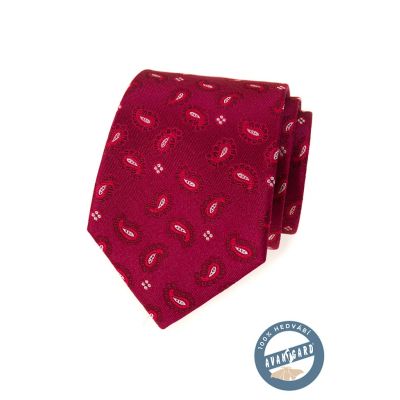 Hodvábna vzorovaná kravata vo farbe bordó