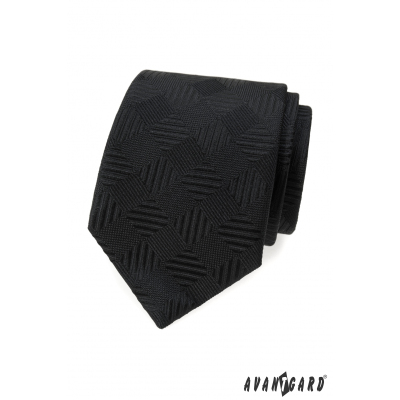 Čierna kravata s štvorcovým vzorom