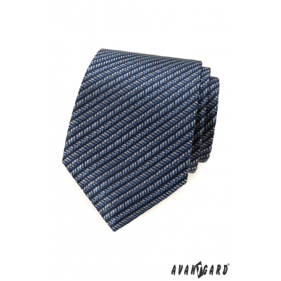Modrá kravata s pruhovaným vzorom