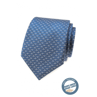 Modrá hodvábna kravata so vzorom