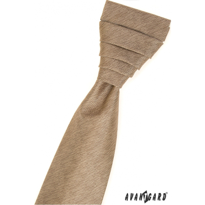 Béžová francúzska kravata v sade s vreckovkou