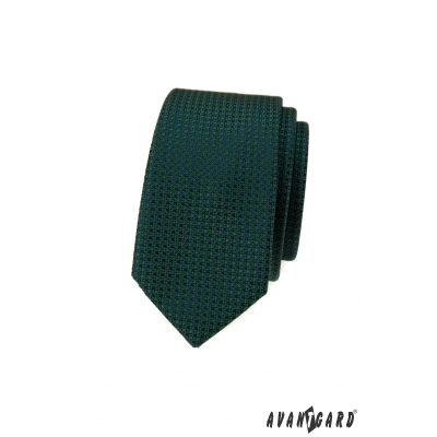 Tmavo zelená slim kravata so štruktúrou