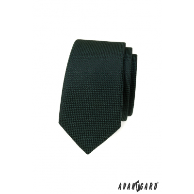 Tmavo zelená slim kravata s pletenou štruktúrou