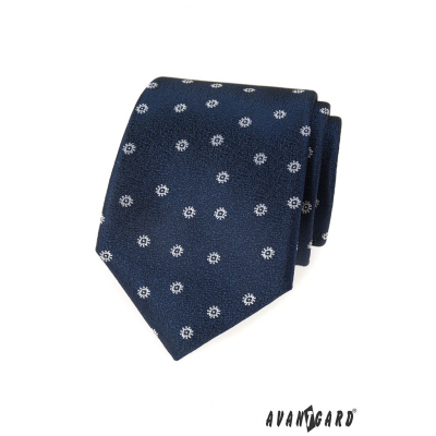 Modrá štruktúrovaná kravata s bielym vzorom