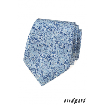 Modrá kravata s elegantným Paisley vzorom