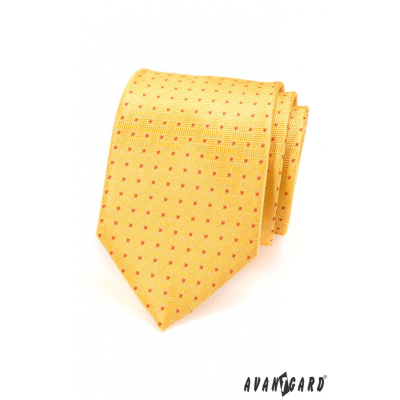 Pánska kravata žltá s červenou bodkou