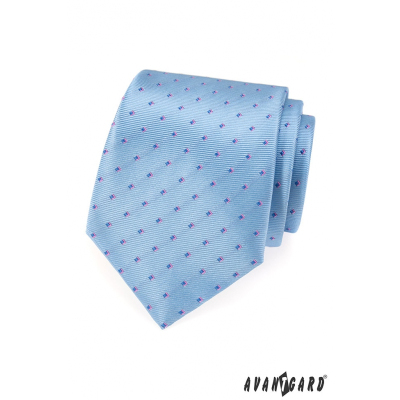 Stredne modrá kravata modré a ružové štvorčeky