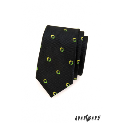 Pánska kravata SLIM čierna so vzorom