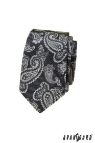 Grafitovo šedá kravata so vzorom paisley