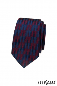Úzka kravata s farebným geometrickým vzorom