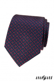 Modrá kravata s červenými štvorčekmi