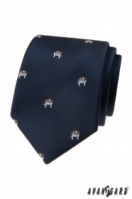 Modrá kravata vzor Buldoček