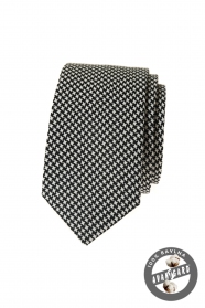 Kravata SLIM LUX bavlněná - Černo-bílá
