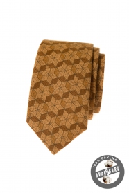 Bavlnená kravata s okrovo žltým vzorom