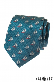 Svetlomodrá kravata s plachetnicami