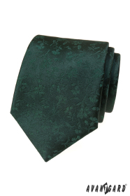 Zelená kravata s kvetinovým reliéfom