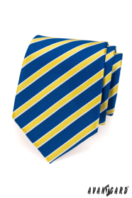 Modrá kravata so žltými pruhmi