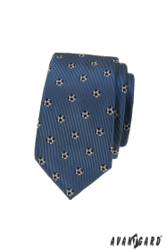 Modrá slim kravata vzor futbalová lopta