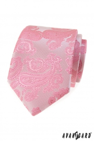 Ružová pánska kravata s Paisley vzorom
