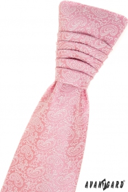 Púdrovo ružová francúzska kravata so vzorom Paisley