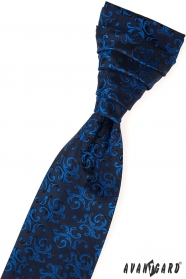 Modrá vzorovaná francúzska kravata