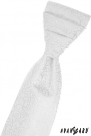 Biela svadobná kravata so vzorom