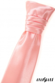 Ružová francúzska kravata pre chlapcov + vreckovka