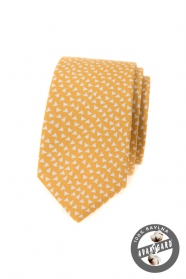 Žltá bavlnená slim kravata s trojuholníkmi