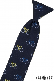 Modrá detská kravata 31 cm, farebný bicykel